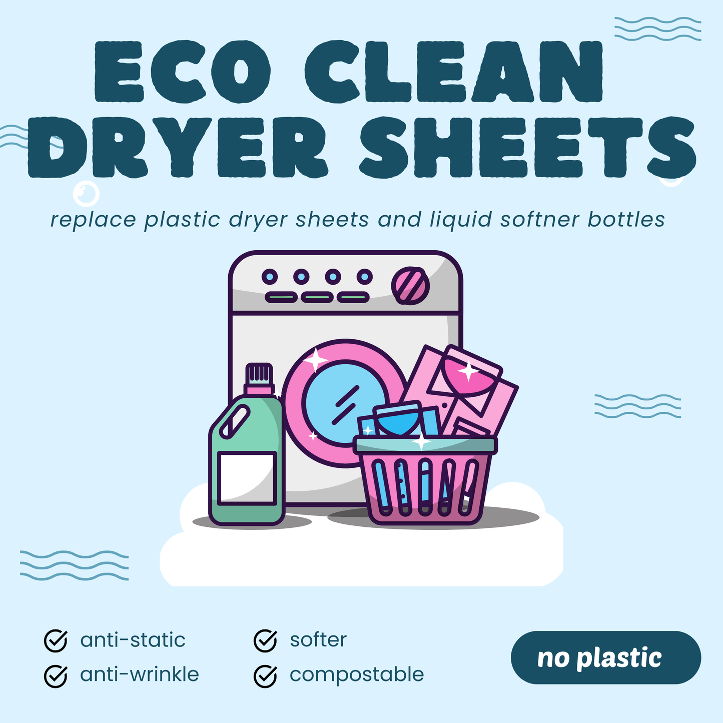 Dryer Sheets - Eco Clean -Retail packaged - 50 LG Sheets