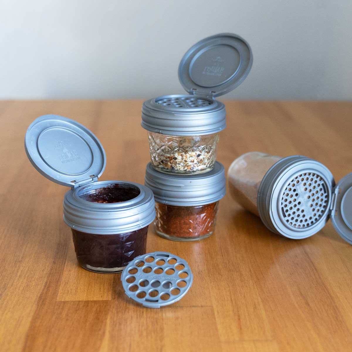 reCAP® Mason Jar Shaker Lid For Spices, Regular Mouth, 4-pack