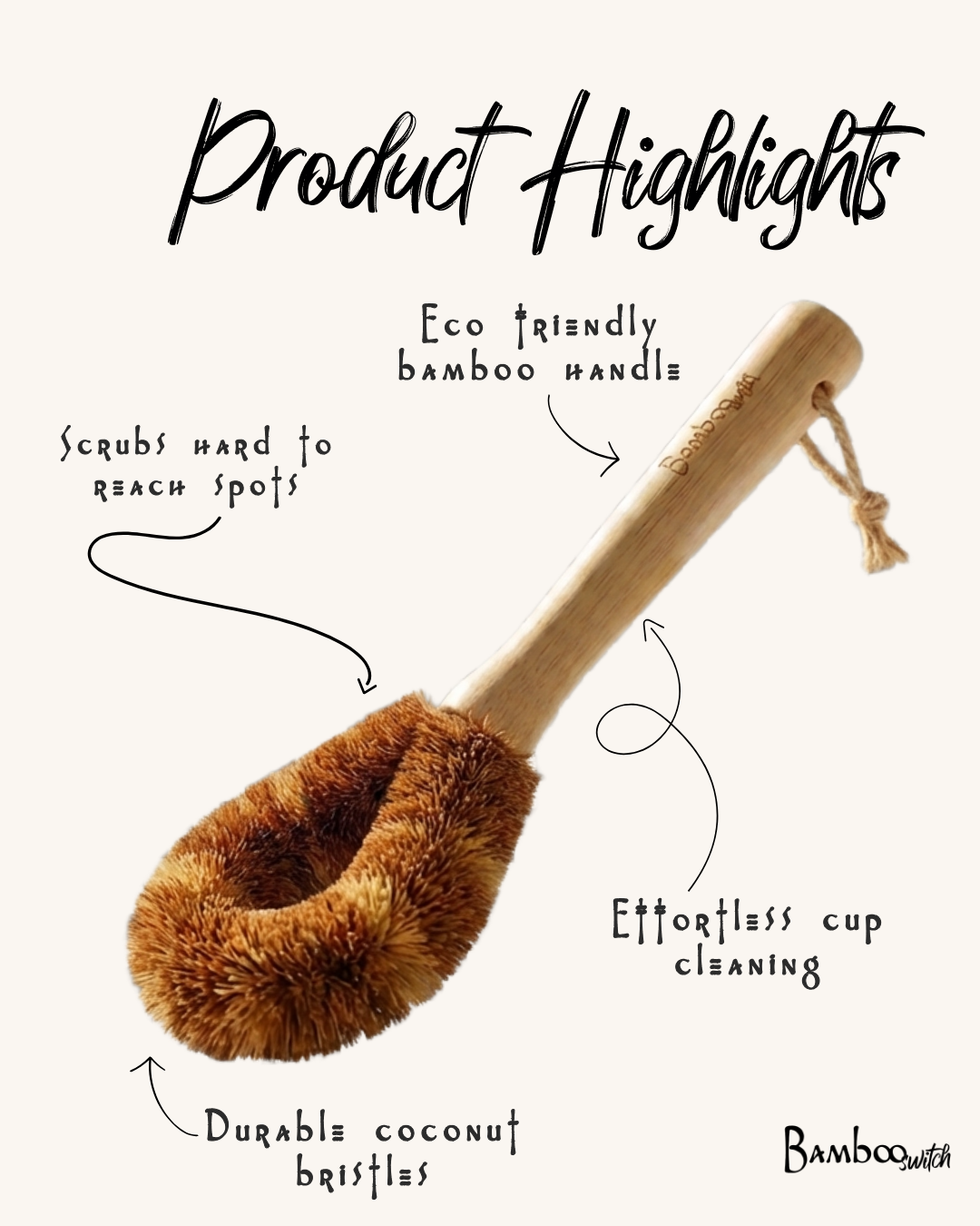 Bamboo Glassware Scrub Brush | Kitchen Cleaning Bestseller